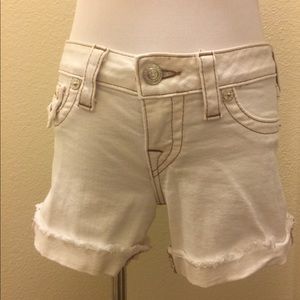 True Religion white denim shorts